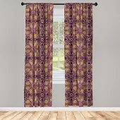 Abakuhaus Lila Geel Mandala Gordijnen – 2x75x175 cm – Mikrofaser – Halfduisterend
