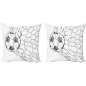 Abakuhaus Voetbal kussenhoes Set – 2x 45x45 cm – Dubbelzijdig bedrukt – Zwart-Wit