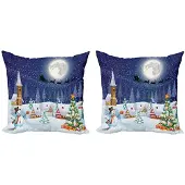 Abakuhaus Kussenhoes 2x50x50 – Winterlandschap – Dubbelzijdig bedrukt – Rits