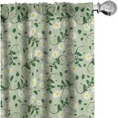 Abakuhaus – Voorhangset 2x75x225 cm – Mikrofaser, Groen Bloemenbladprint
