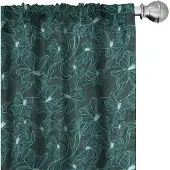 Abakuhaus – Voorhangen teal – 2x75×245 cm – Mikrofaser – Halfverduisterend Barok Bladeren