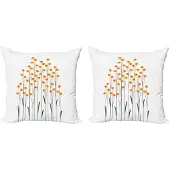 Abakuhaus Kussenhoezen Set – 2x50x50 cm – Bloementhema – Geel/Zwart