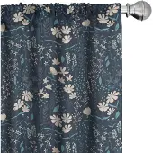 Abakuhaus – Bloemen gordijnen 2x75x225 cm – Microvezel – petrolblauw