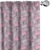 Abakuhaus Flamingo Voorhangen – 2x75x175 cm – Microvezel – Lichtroze/Grijs
