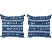 Abakuhaus Winter Kussenhoezenset (2 stuks), traditioneel jacquard, 50 cm, blauw en wit