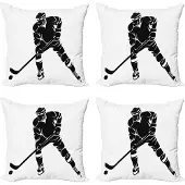 Abakuhaus Kussenhoes Set – ijshockey – 4x40 cm – dubbelzijdig bedrukt – zwart-wit