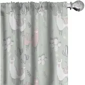 Abakuhaus Pastelgordijnen – Lama Cartoon – 2x75x175 cm – Licht saliegroen