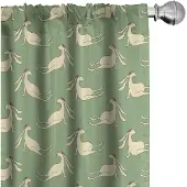 Abakuhaus Hase gordijnen – 2x75x175 cm – Crème Resedagroen – Halfdonker