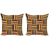 Abakuhaus Etnisch Sierkussenhoes Set van 2, Orientalische Motief, Modern Accent Dubbelzijdige Digitale Print, 60x60, Meerkleurig