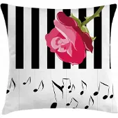 Abakuhaus Kussenhoes – Rode Roos op Piano; tweezijdig bedrukt, rits 45x45 cm