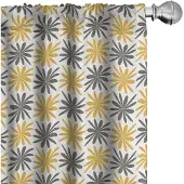 Abakuhaus – Bloemen gordijnen – 2x75x225 cm – microvezel – halfdonkerend – aarde geel grijs