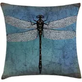 Abakuhaus Grunge Kussenhoes Libellen – Turkoois/Donkerblauw – 50x50 cm