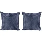 Abakuhaus kussenhoes set 2x45x45 cm – dubbelzijdig bedrukt – donkerblauw/wit