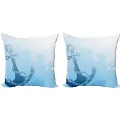 Abakuhaus Nautische kussenhoes – 2x50x50 cm – Dubbelzijdige print – Lichtblauw