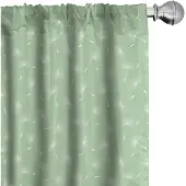 Abakuhaus Paardenbloem Gordijnen – 2x75x225 cm – Microvezel, Halfdonker Groen/Wit