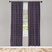 Abakuhaus Geruite raamgordijnen – 2x 75x245 cm – 2-paneelset marineblauw en roze