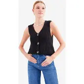 Bigdart Gestructureerde V-hals Geknoopte Waistcoat