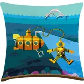 Abakuhaus – Kussenhoes U-boot Geel – 40x40 cm, dubbelzijdig bedrukt