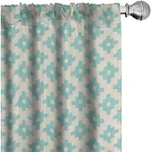 Abakuhaus Geometrische Gordijnen – 2x75x175 cm – Mikrofaser – Turkoois en Beige