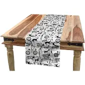 Abakuhaus Tribale tafelloper – 40x180 cm – zwart/wit