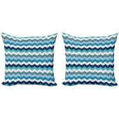 Abakuhaus Kussenhoes Set – 2x50x50 cm – Dubbelzijdig bedrukt – Blassblauw