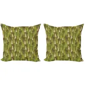 Abakuhaus Kussenhoes Set – 2x40x40 cm – Dubbelzijdig bedrukt – Microfiber Groen/Tan Bruin