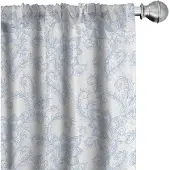 Abakuhaus – 2x75x225 cm – Microfaser gordijnen Blassblauw/Wit bloemen