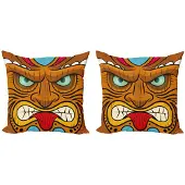 Abakuhaus Tiki Bar Kussenhoes – 2x60x60 cm – Dubbelzijdig bedrukt – Rits