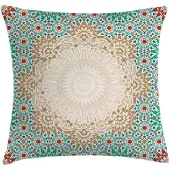 Abakuhaus Boho-kussenhoes – Bloemenmozaïek – 60×60 cm – 2-zijdes bedrukt