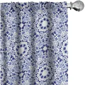 Abakuhaus Bloemen gordijnen – 2-delige set blauw, microvezel