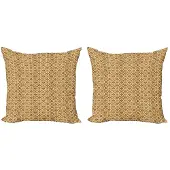 Abakuhaus Aardetinten Kussenhoezen Set – 2x 40x40 cm – Dubbelzijdig bedrukt – Beige/Bruin