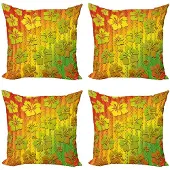 Abakuhaus Rasta Kussenhoes Set – 4x 40x40 cm – Dubbelzijdig bedrukt – Mikrofaser Groen/Marigold