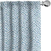 Abakuhaus Griekse Sleutel Gordijnen – 2x75x245 cm – babyblauw/wit
