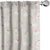 Abakuhaus Gordijn – 2x75x175 cm – hazen met krans – microvezel – licht perzikroze