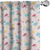 Abakuhaus Eenhoorn gordijnen – 2x panelen 75x245 cm – microvezel – babyroze