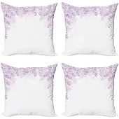 Abakuhaus Bloem Kussenhoes Set – 4x50x50 cm – Dubbelzijdig bedrukt – Paars