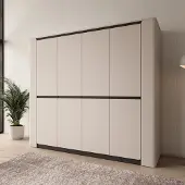 Meubella - Vexon - Kledingkast 4 deuren - Beige/Zwart - 240x63x214 cm
