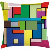 Abakuhaus Kussenhoes – Kunst Mondrian Vierkanten – 50 x 50 cm – Groen-Blauw – Dubbelzijdig bedrukt