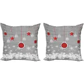 Abakuhaus Kussenhoes Set – 2x45x45 cm – Sterren/Sneeuw – Dubbelzijdig bedrukt