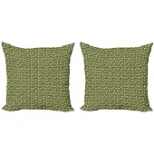Abakuhaus pioenroos kussenhoezen – 2x45 cm – dubbelzijdig, microvezel, rits