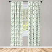 Abakuhaus Raamgordijnen – botanisch groen – 2 panelen – roedezak 75×225 cm