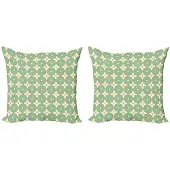 Abakuhaus Kussenhoes – 2×45×45 cm – Dubbelzijdig Digitaaldruk – Khaki-Turquoise