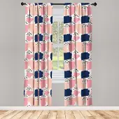 Abakuhaus Navy & Blush gordijnen – 2x75x225 cm – microfaser gordijnen, halfschaduw
