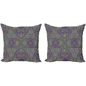 Abakuhaus Psychedelische Kussenhoezen Set – 2x45 cm – Dubbelzijdig bedrukt – Paars-Groen