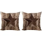Abakuhaus Rustieke Kussenhoezen Set – 2x60x60 cm – Dubbelzijdige Print – Rits – Bruin/Donkergrijs