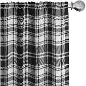 Abakuhaus Voorhangen – 2x75x225 cm – Schotse ruitpatroon – Wit Zwart