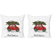 Abakuhaus Retro-Auto Kussenhoes – 40x40 cm – Dubbelzijdig digitaaldruk, Groen/Rood