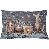 Abakuhaus Kerstkussen – Dubbelzijdig bedrukt – Khaki/Grijs – 65x40 cm