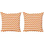 Abakuhaus Hoekkussenhoes Set – 2x40x40 cm – Dubbelzijdig bedrukt – Mikrofaser Oranje/Wit