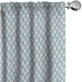 Abakuhaus – Gordijnen 2x75x225 cm – Lichtblauw/Wit, Geometrische Tropische Bladeren